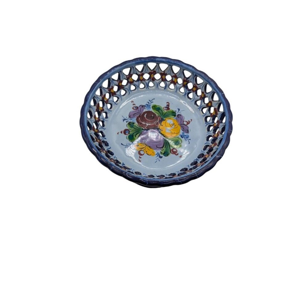 Handpainted Portugal Pottery Open Candy/Footed Compote/Footed Bowl READ - Picture 3 of 16